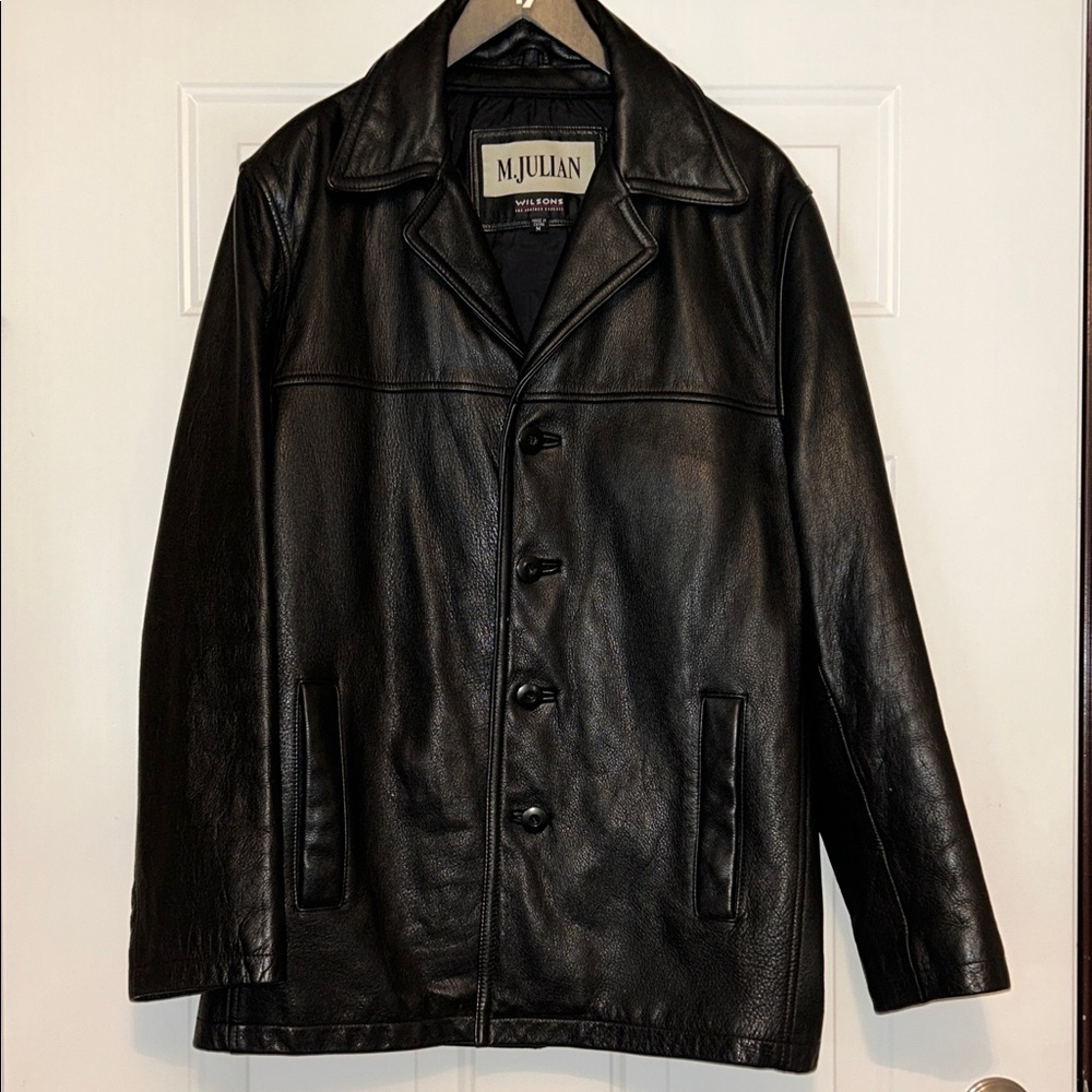 Wilson’s M Y2K Julian Men’s Leather Jacket Coat M Black Vintage 80’s Moto